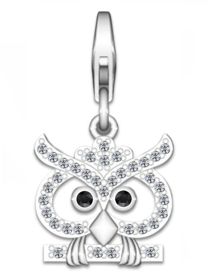 Eulen Charm 925 Silber mit Zirkonia - Naturschmuck Anhänger Bild 1