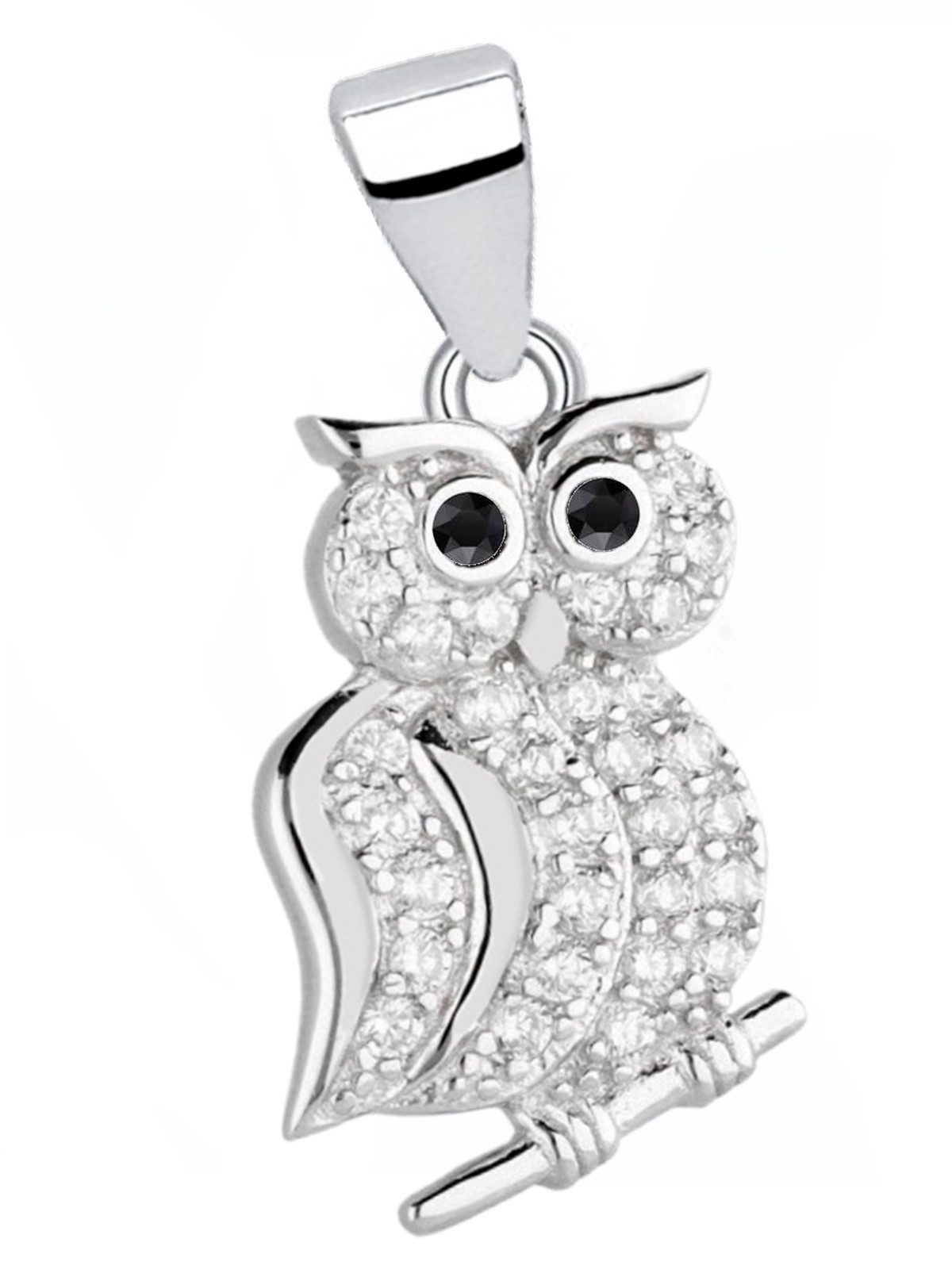 Eulen Kettenanhänger aus 925 Silber mit Zirkonia (ohne Kette) Bild 1