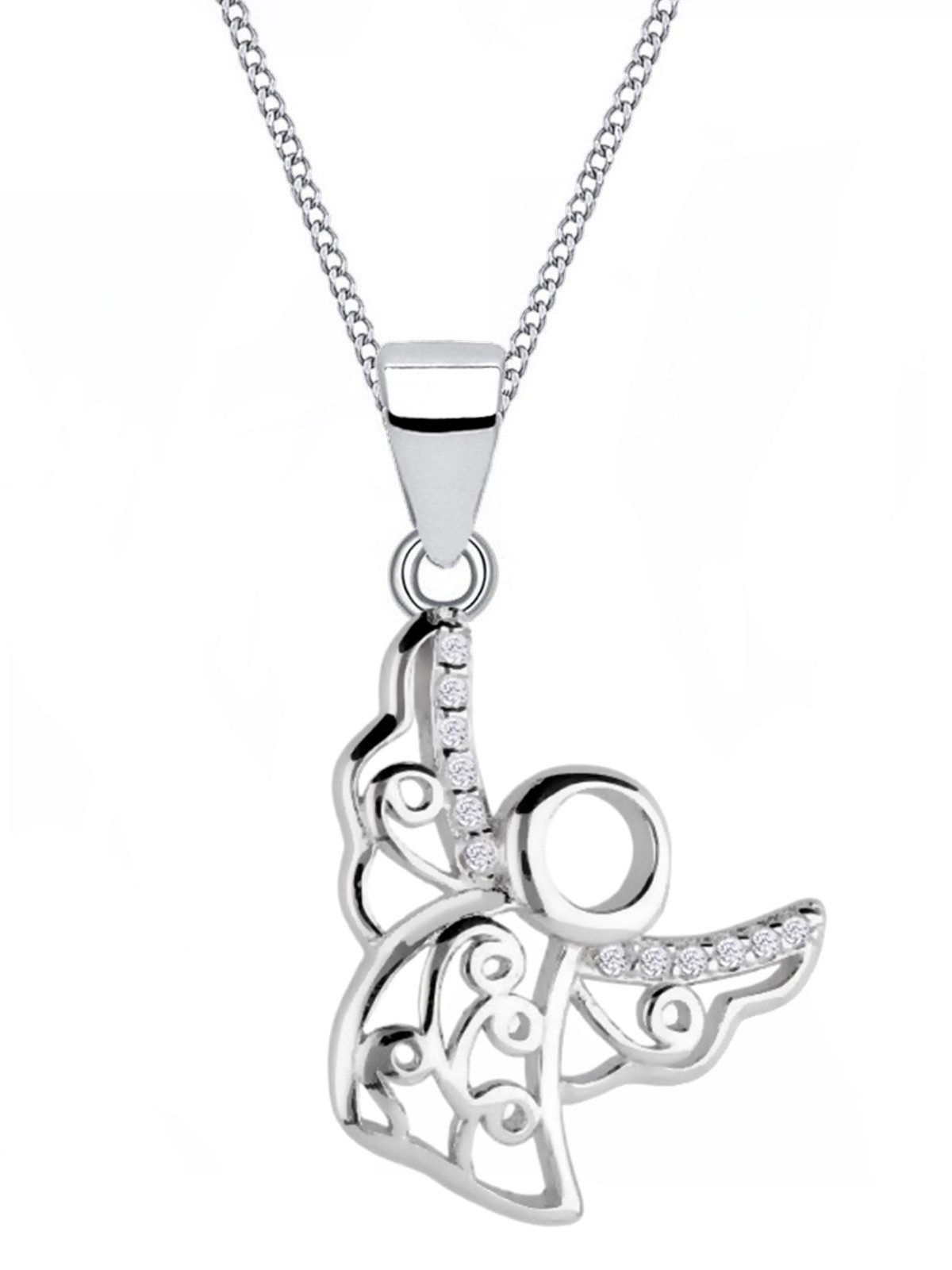 Filigrane Engel Halskette aus 925 Silber mit Zirkonia Bild 1