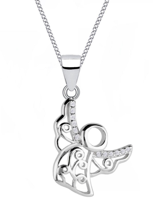 Filigrane Engel Halskette aus 925 Silber mit Zirkonia Bild 1
