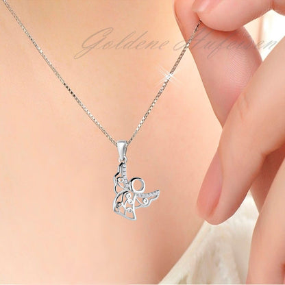 Filigrane Engel Halskette aus 925 Silber mit Zirkonia Bild 2