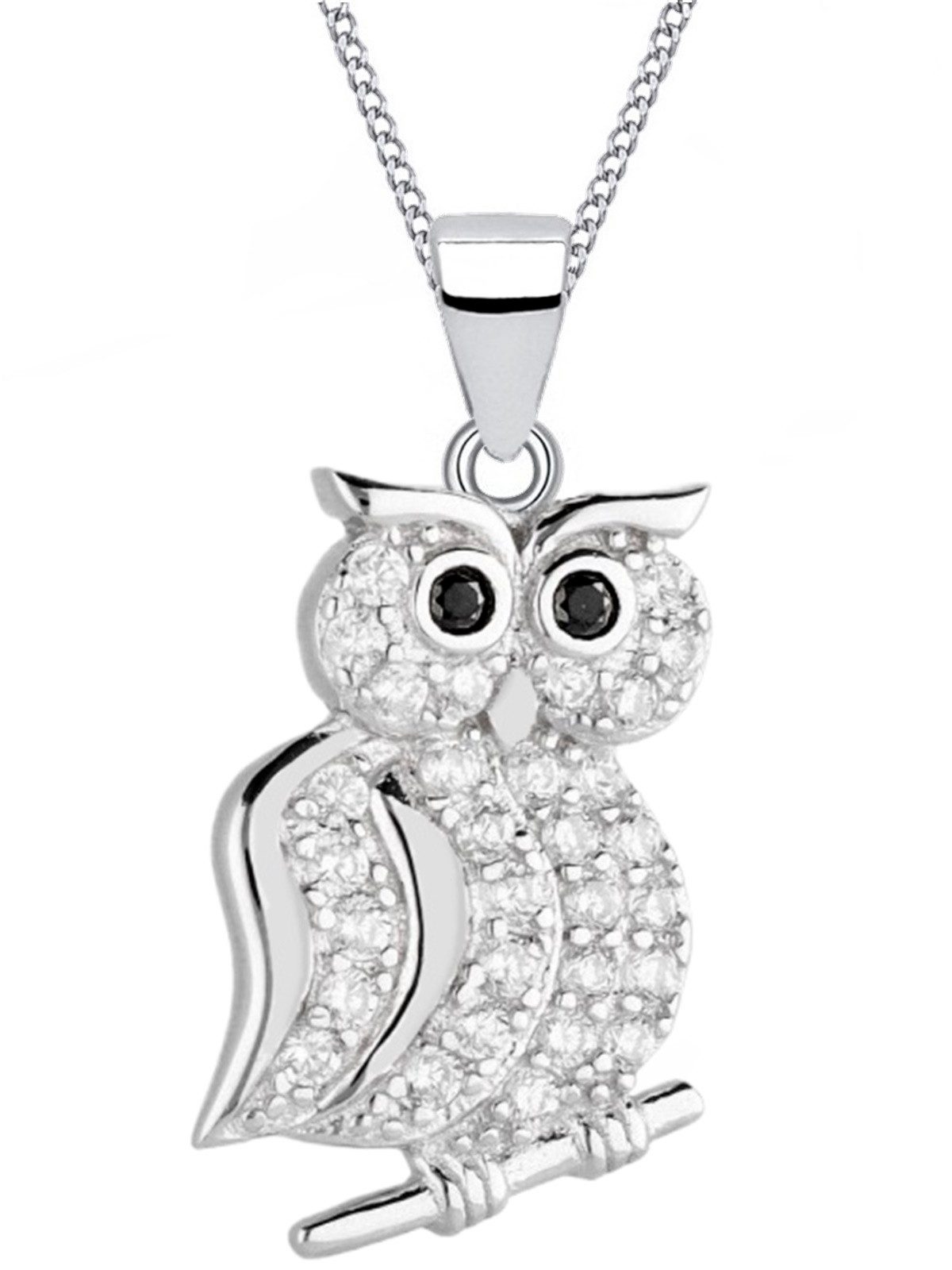Filigrane Eule mit Ankerkette aus 925 Silber  Bild 1