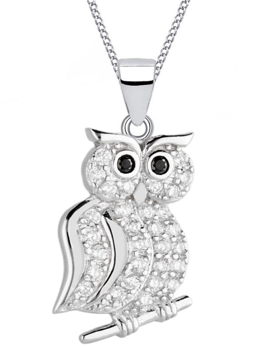 Filigrane Eule mit Ankerkette aus 925 Silber  Bild 1