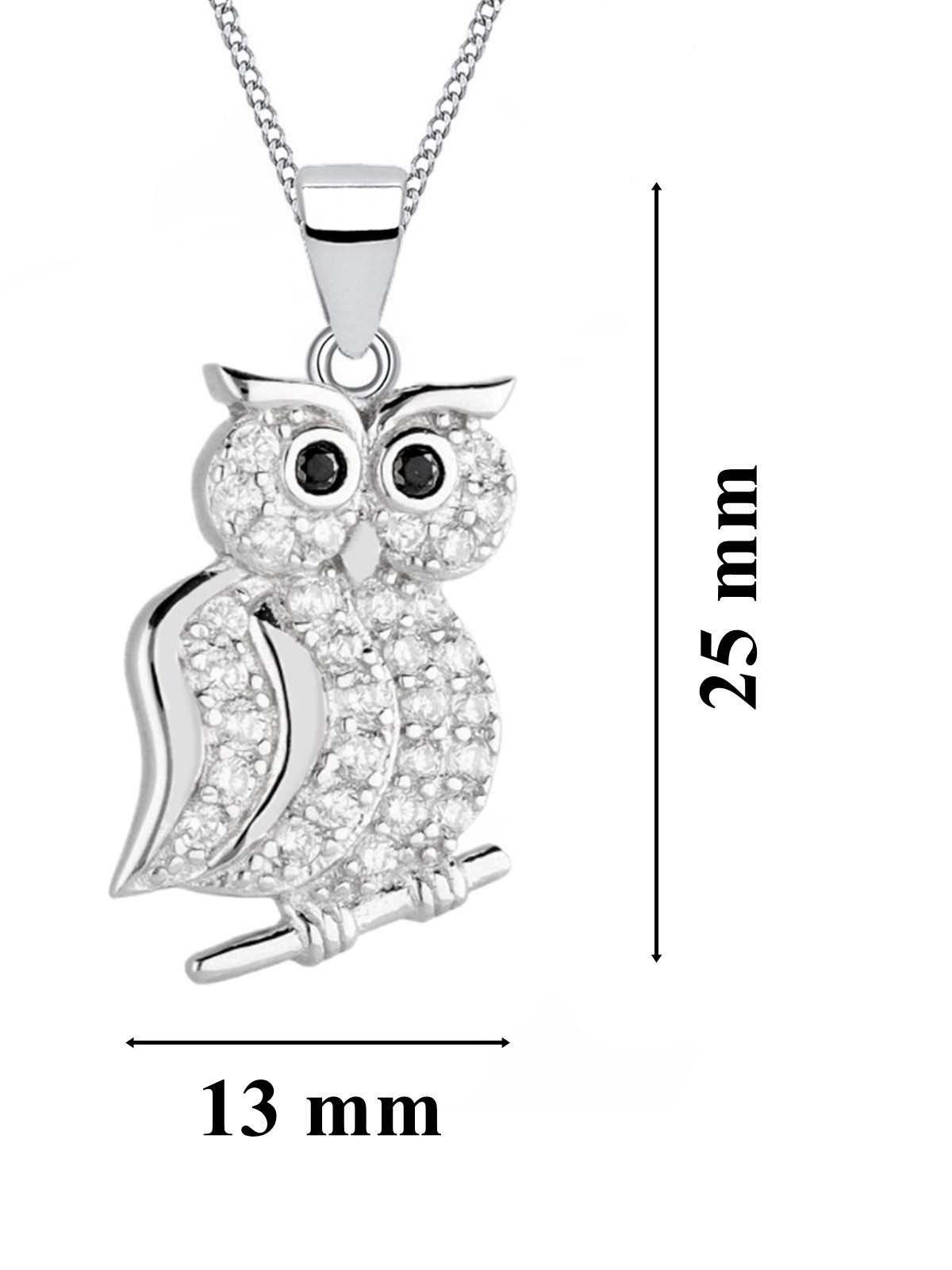 Filigrane Eule Halskette aus 925 Silber mit Zirkonia Vogelm Bild 3