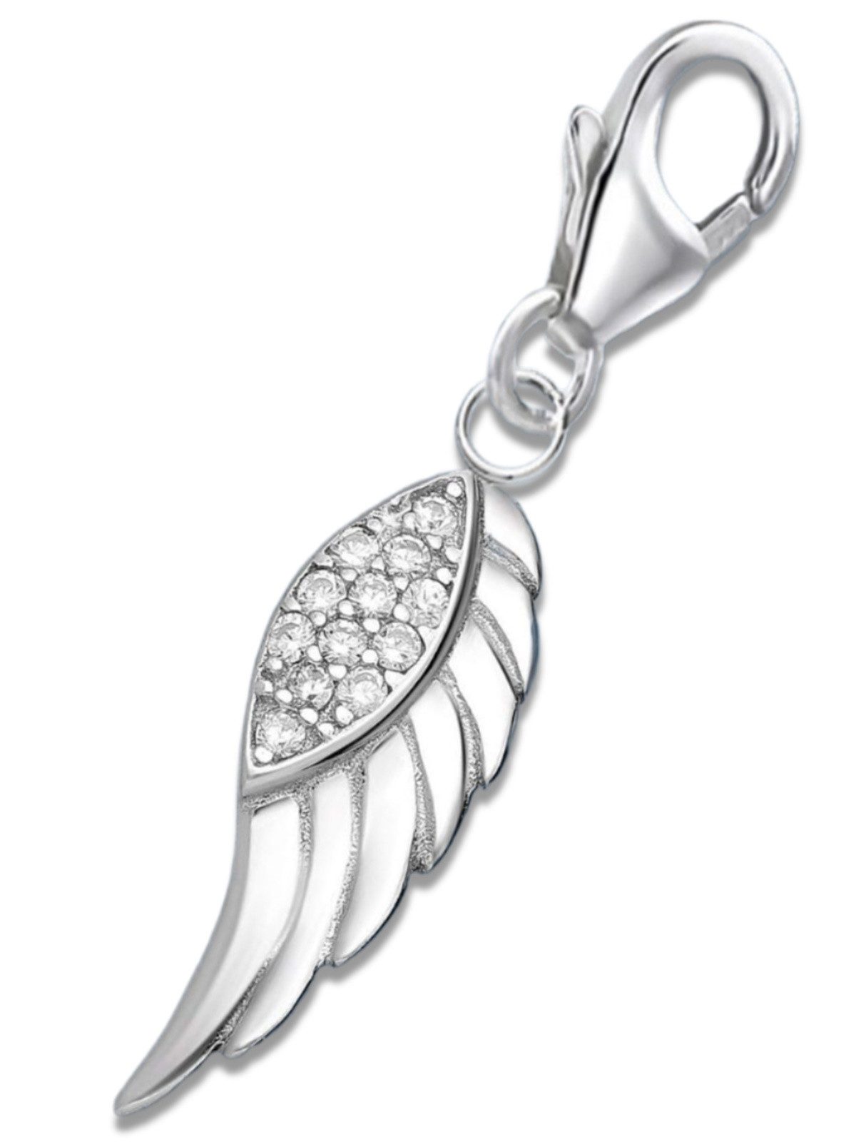 Flügel Charm Silber 925 mit Zirkonia - Schutz Anhänger für Armband Bild 1