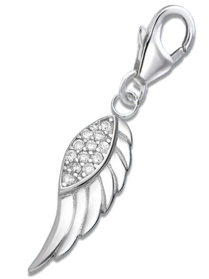 Flügel Charm Silber 925 mit Zirkonia - Schutz Anhänger für Armband Bild 1