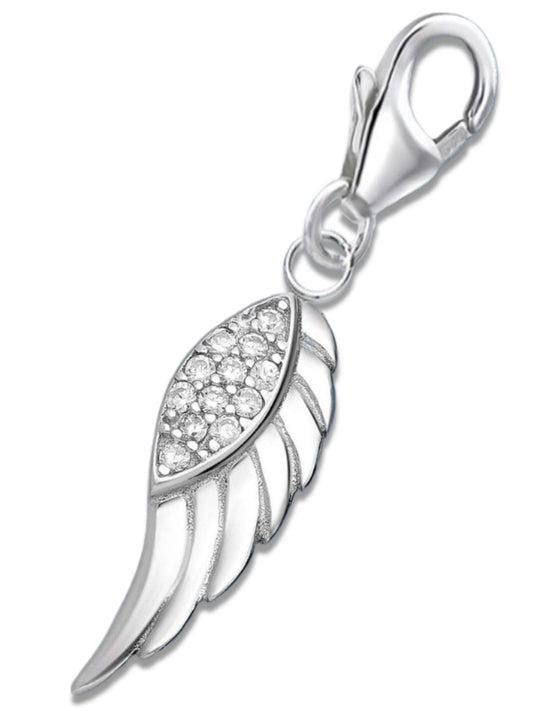 Flügel Charm Silber 925 mit Zirkonia - Schutz Anhänger für Armband Bild 1