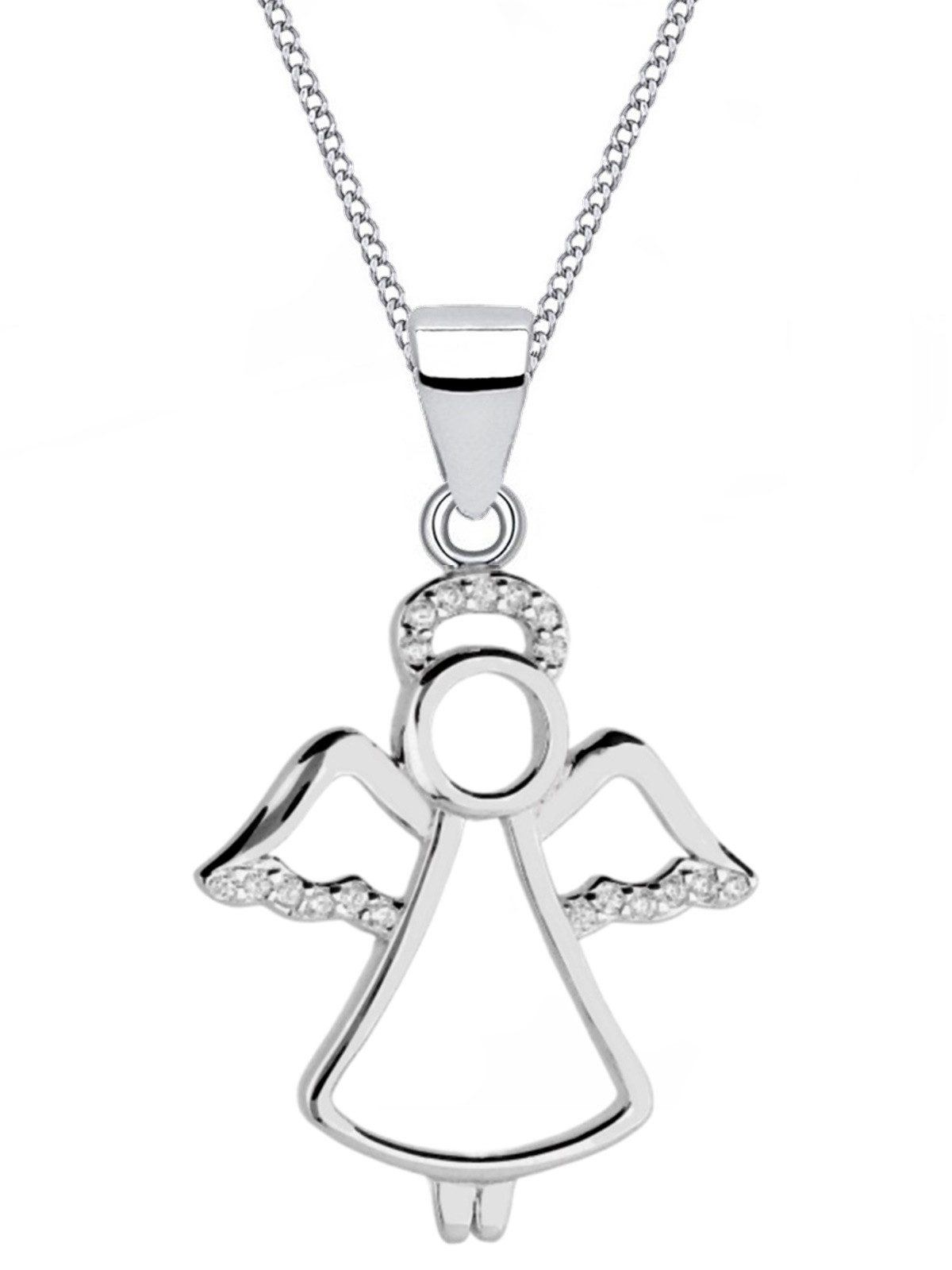 Funkelnde Schutzengel Anhänger inkl. Kette aus echtem 925 Silber Bild 1