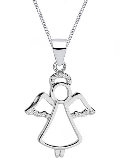 Funkelnde Schutzengel Anhänger inkl. Kette aus echtem 925 Silber Bild 1