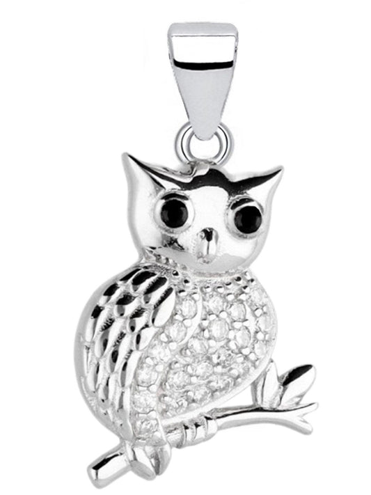 Funkelnder Eulen Schmuckanhänger aus 925 Silber (ohne Kette) Bild 1