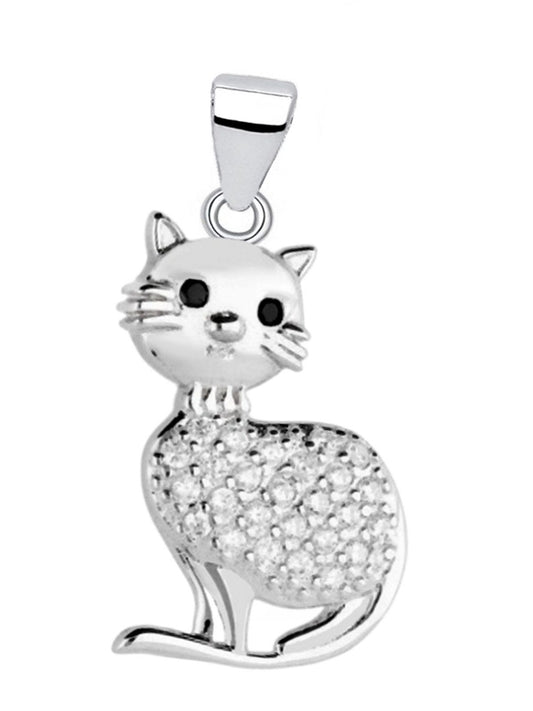 Funkelnder Kater Anhänger ohne Kette mit Zirkonia Steinen Bild 1