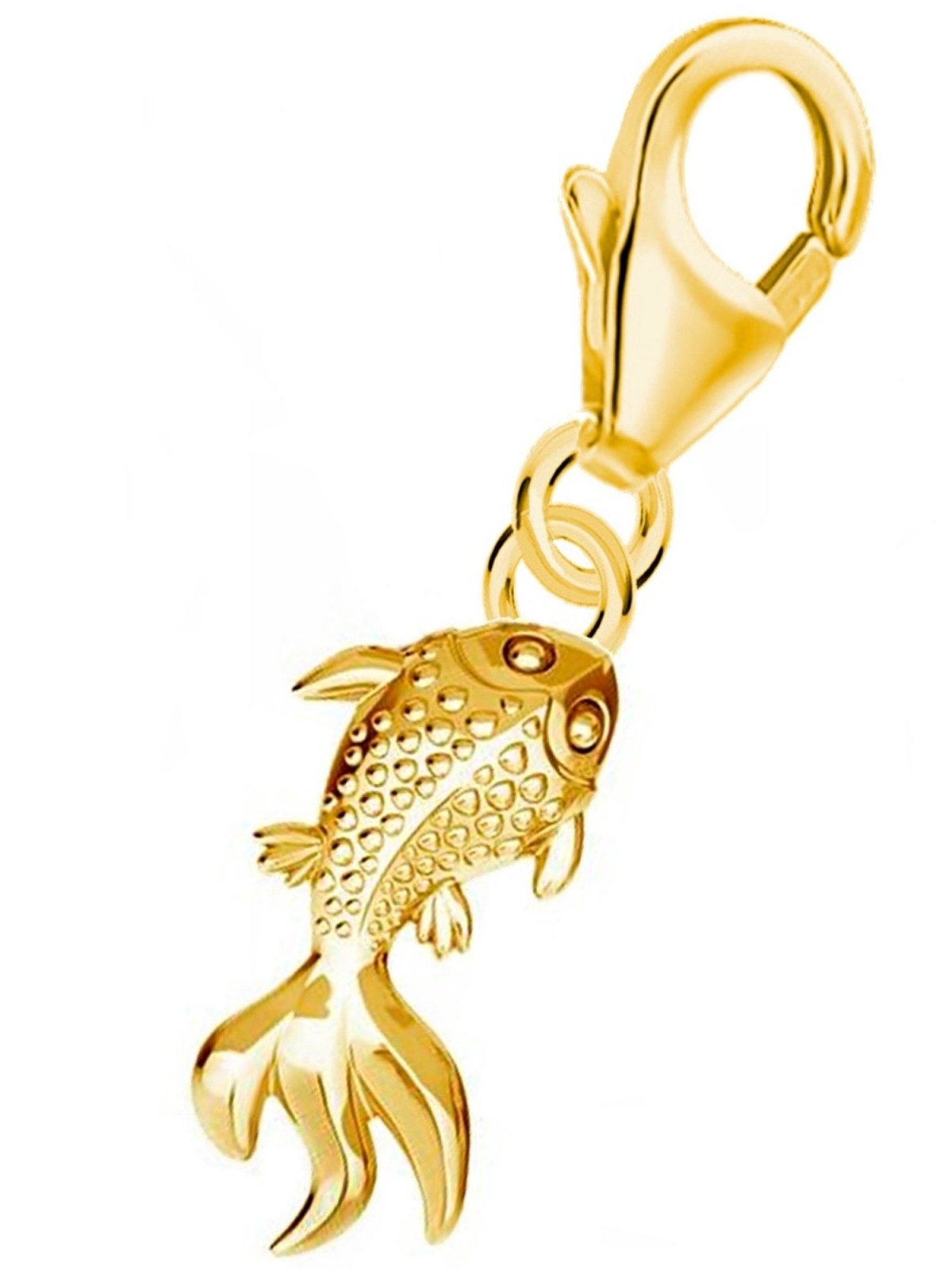 Goldfisch Charm vergoldet 925 Silber - Fisch Schmuck Geschenk Bild 1