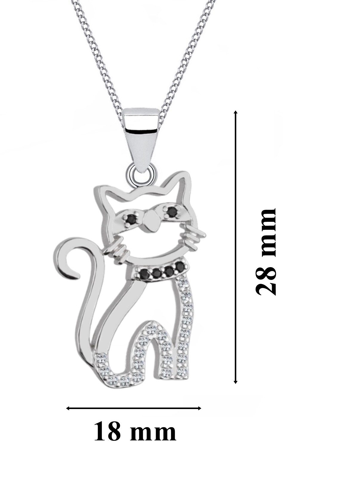 Halskette mit Kater aus echtem Sterling Silber und Zirkonia Bild 3