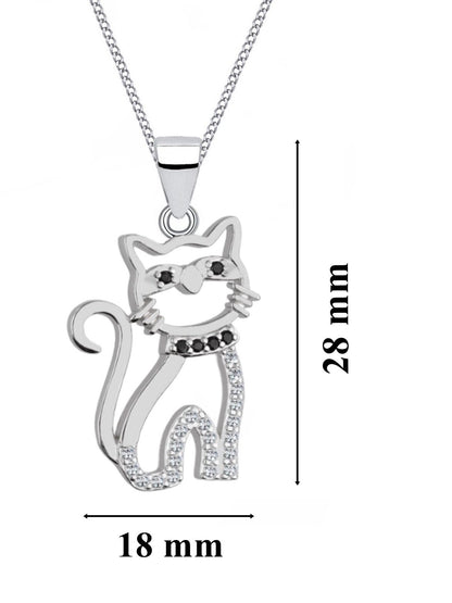 Halskette mit Kater aus echtem Sterling Silber und Zirkonia Bild 3