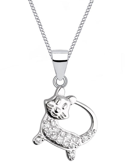 Halskette mit süßem Kätzchen Anhänger aus 925 Silber mit Zirkonia Bild 1