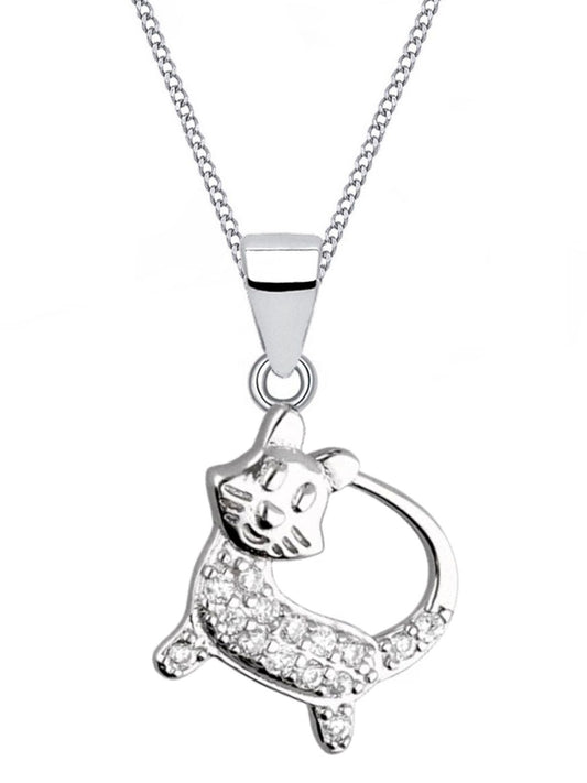 Halskette mit süßem Kätzchen Anhänger aus 925 Silber mit Zirkonia Bild 1