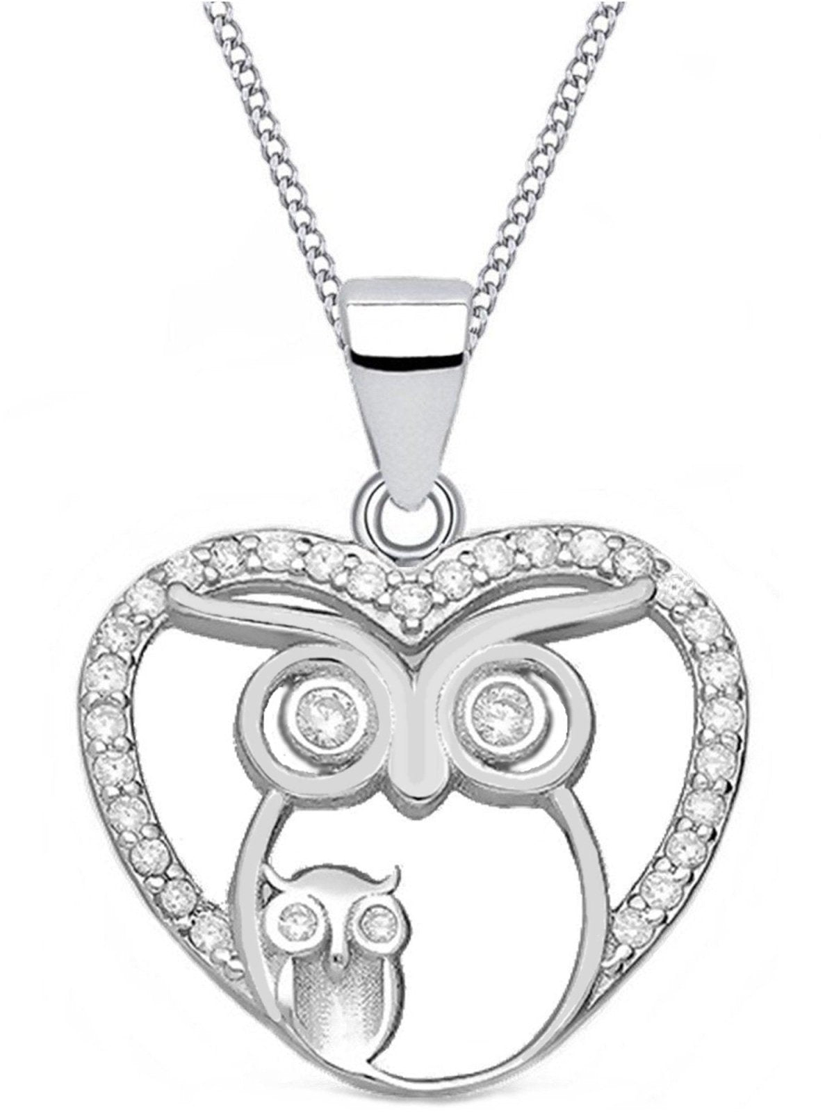 Halskette zwei Eulen im Herz – Mama & Kind Familien Schmuck Bild 1