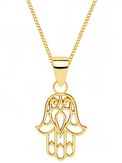 Hamsa Hand Anhänger mit Kette aus vergoldetem 925 Silber Bild 1