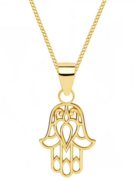 Hamsa Hand Anhänger mit Kette aus vergoldetem 925 Silber Bild 1