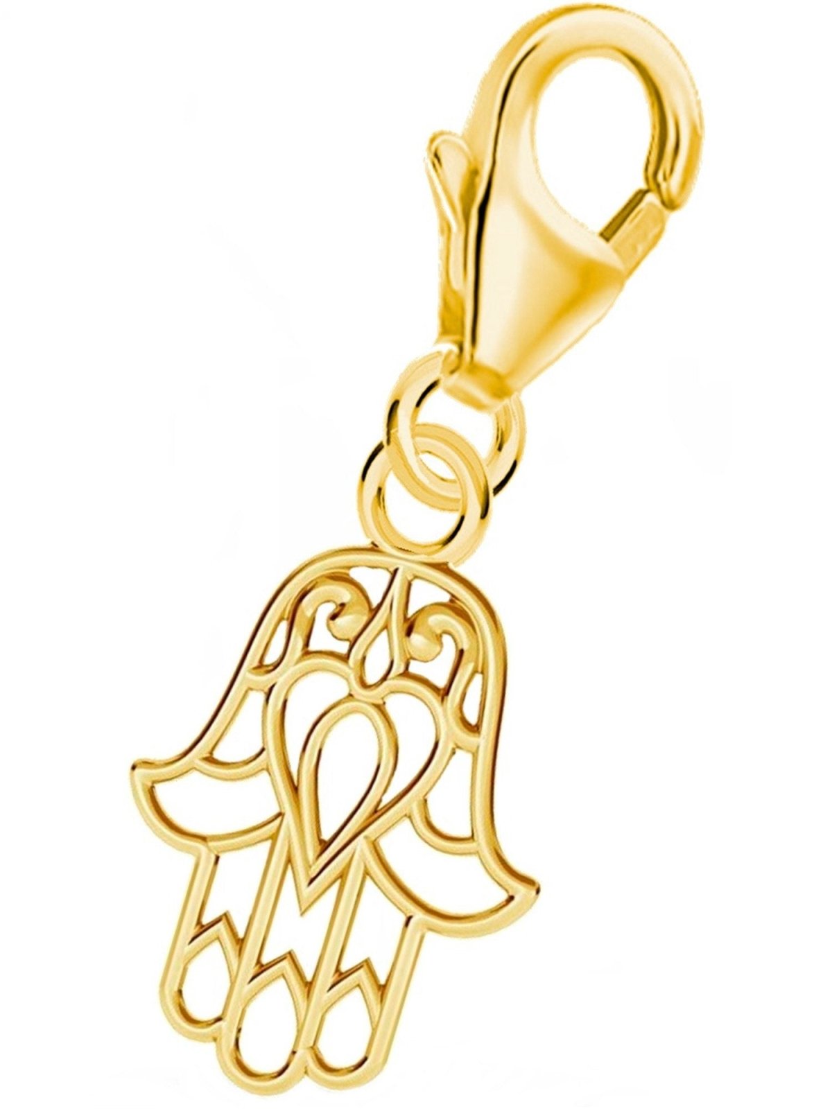 Hamsa Hand Charm vergoldet 925 Silber – Fatima Schmuck Bild 1
