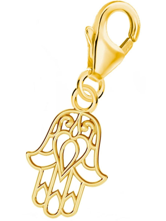 Hamsa Hand Charm vergoldet 925 Silber – Fatima Schmuck Bild 1