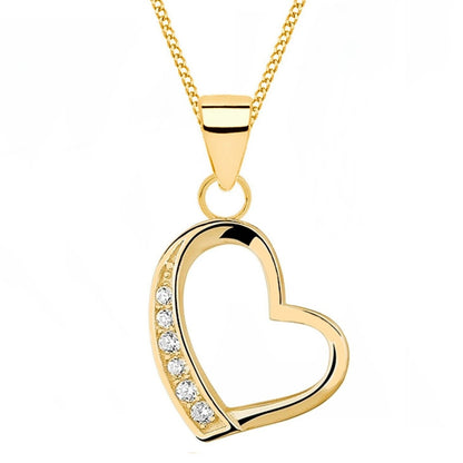 Herz Anhänger mit Kette aus vergoldetem 925 Silber mit Stein