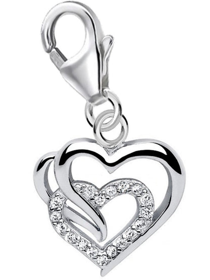 Herz Charm 925 Silber – Doppelherz Schmuck Geschenkidee Bild 1