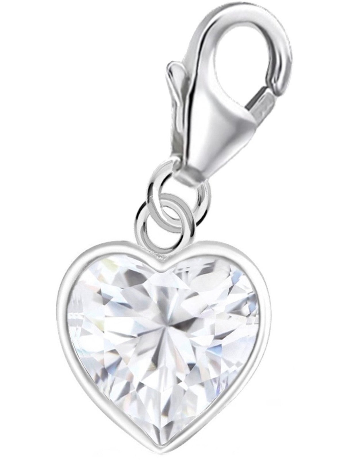 Herz Charm 925 Silber – weiße Zirkonia Schmuck Bild 1