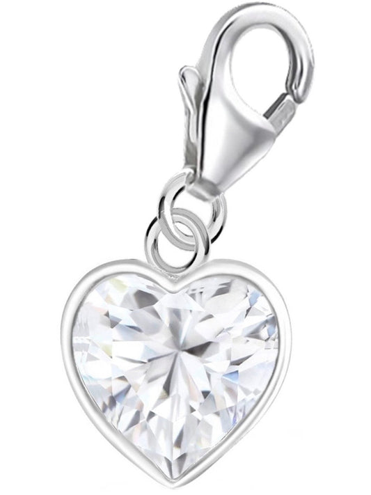 Herz Charm 925 Silber – weiße Zirkonia Schmuck Bild 1