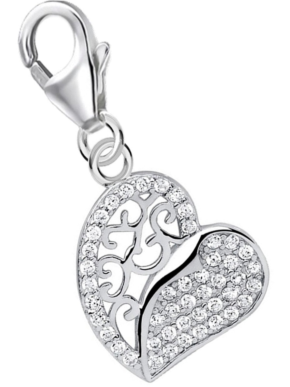 Herz Charm Silber 925 – filigraner Armband Schmuck Geschenkidee Bild 1