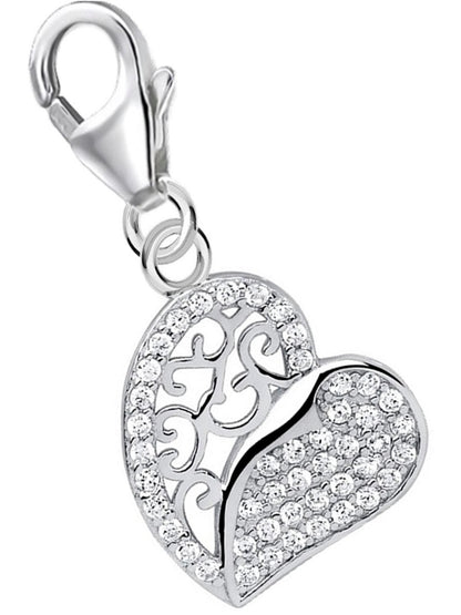 Herz Charm Silber 925 – filigraner Armband Schmuck Geschenkidee Bild 1