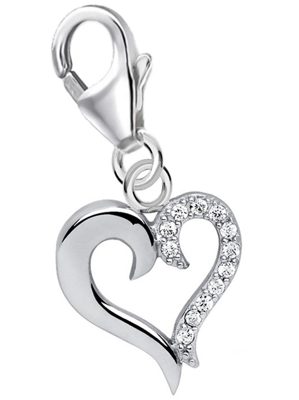 Herz Charm Silber 925 – filigraner Liebes Schmuck mit Karabiner Bild 1