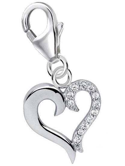 Herz Charm Silber 925 – filigraner Liebes Schmuck mit Karabiner Bild 1