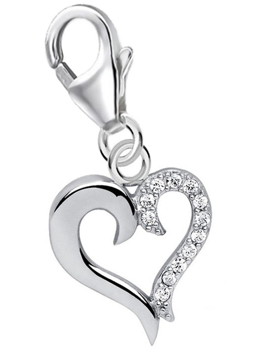 Herz Charm Silber 925 – filigraner Liebes Schmuck mit Karabiner Bild 1