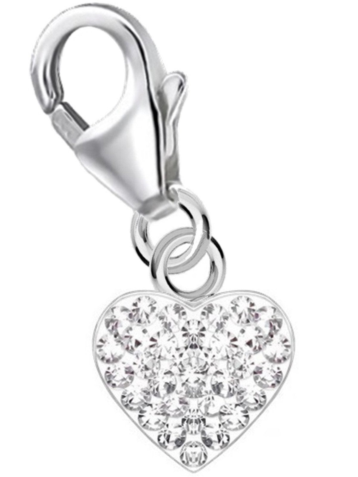 Herz Charm Silber 925 mit weißen Kristallen für Bettelarmband Bild 1