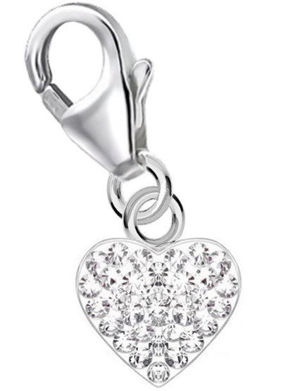Herz Charm Silber 925 mit weißen Kristallen für Bettelarmband Bild 1