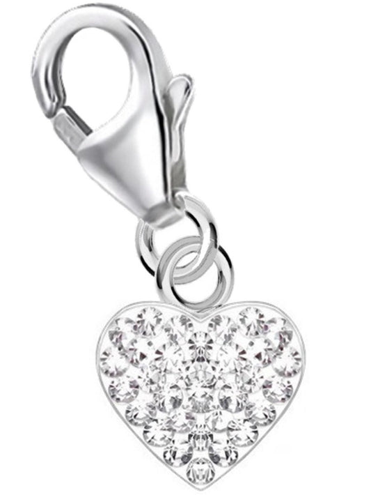 Herz Charm Silber 925 mit weißen Kristallen für Bettelarmband Bild 1