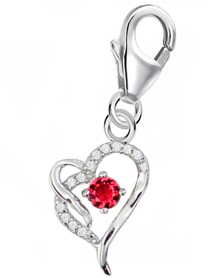 Herz Charm mit roten Zirkonia 925 Silber für Bettelarmband Bild 1