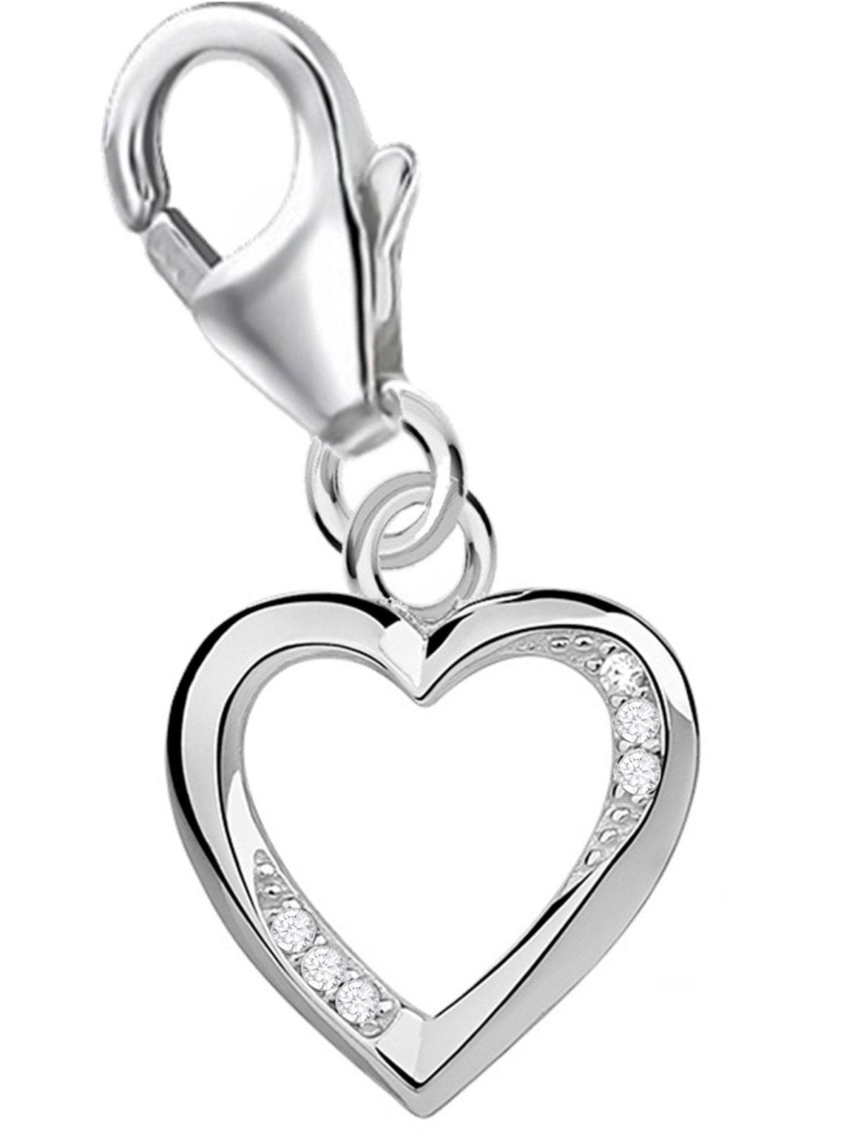 Herz Charm mit weißen Zirkonia – 925 Silber Schmuck Bild 1