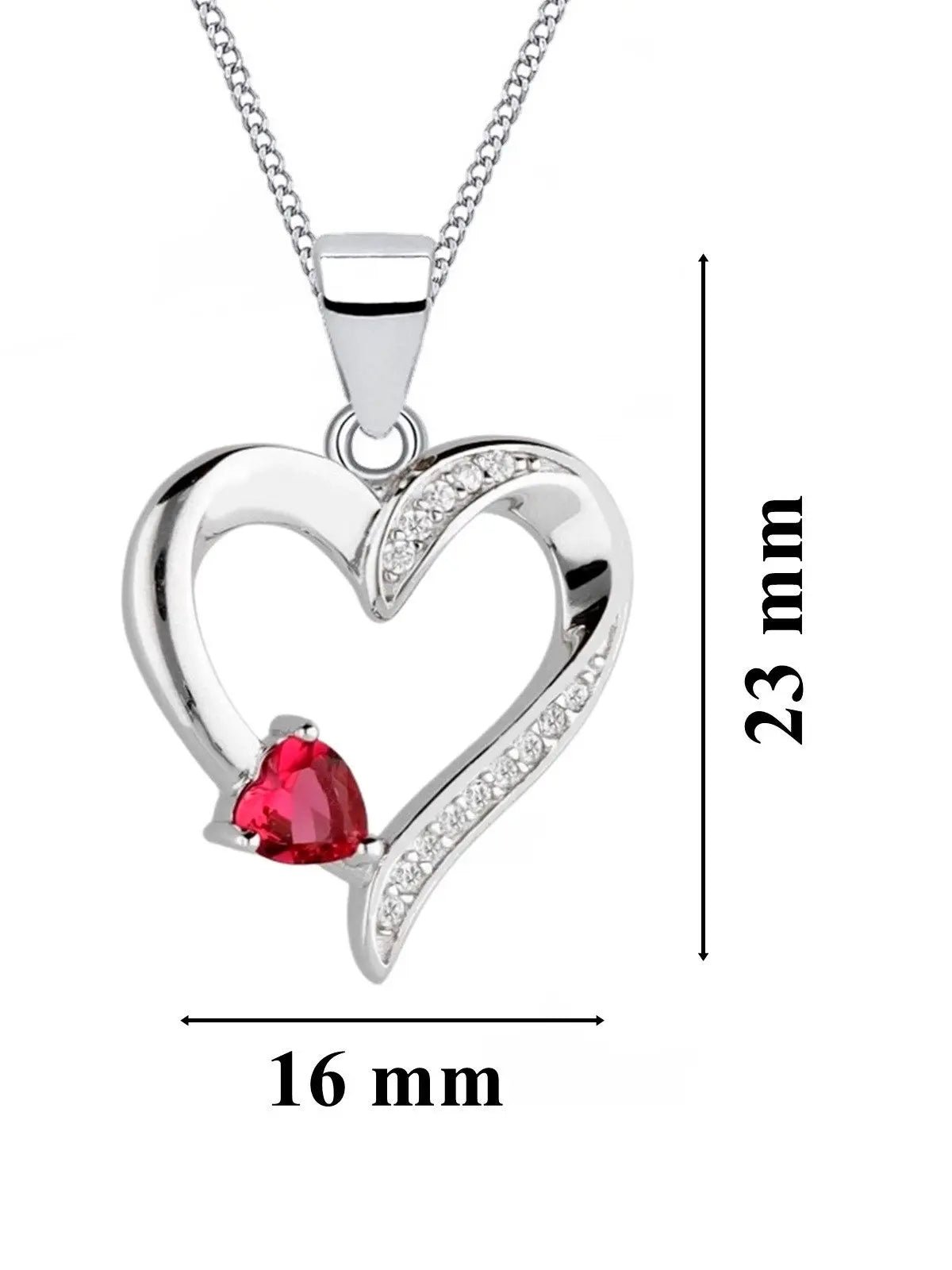 Herz Halskette aus echtem 925 Silber mit rubinfarbenen Zirkonia Bild 3