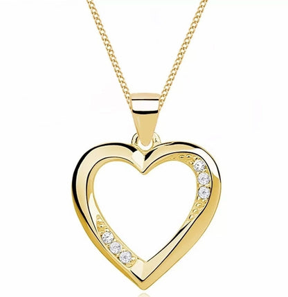 Herz Halskette für Damen aus vergoldetem 925 Silber mit Zirkonia Bild 1