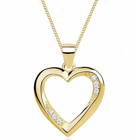 Herz Halskette für Damen aus vergoldetem 925 Silber mit Zirkonia Bild 1
