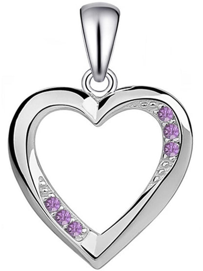Herz Kettenanhänger aus 925 Silber - Anhänger ohne Kette Geschenk, Lila