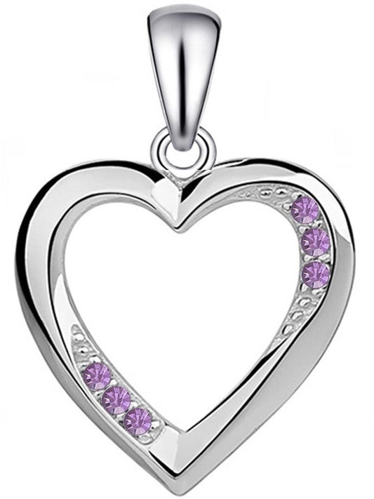 Herz Kettenanhänger aus 925 Silber - Anhänger ohne Kette Geschenk, Lila