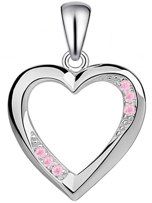Herz Kettenanhänger aus 925 Silber - Anhänger ohne Kette Geschenk, Rosa