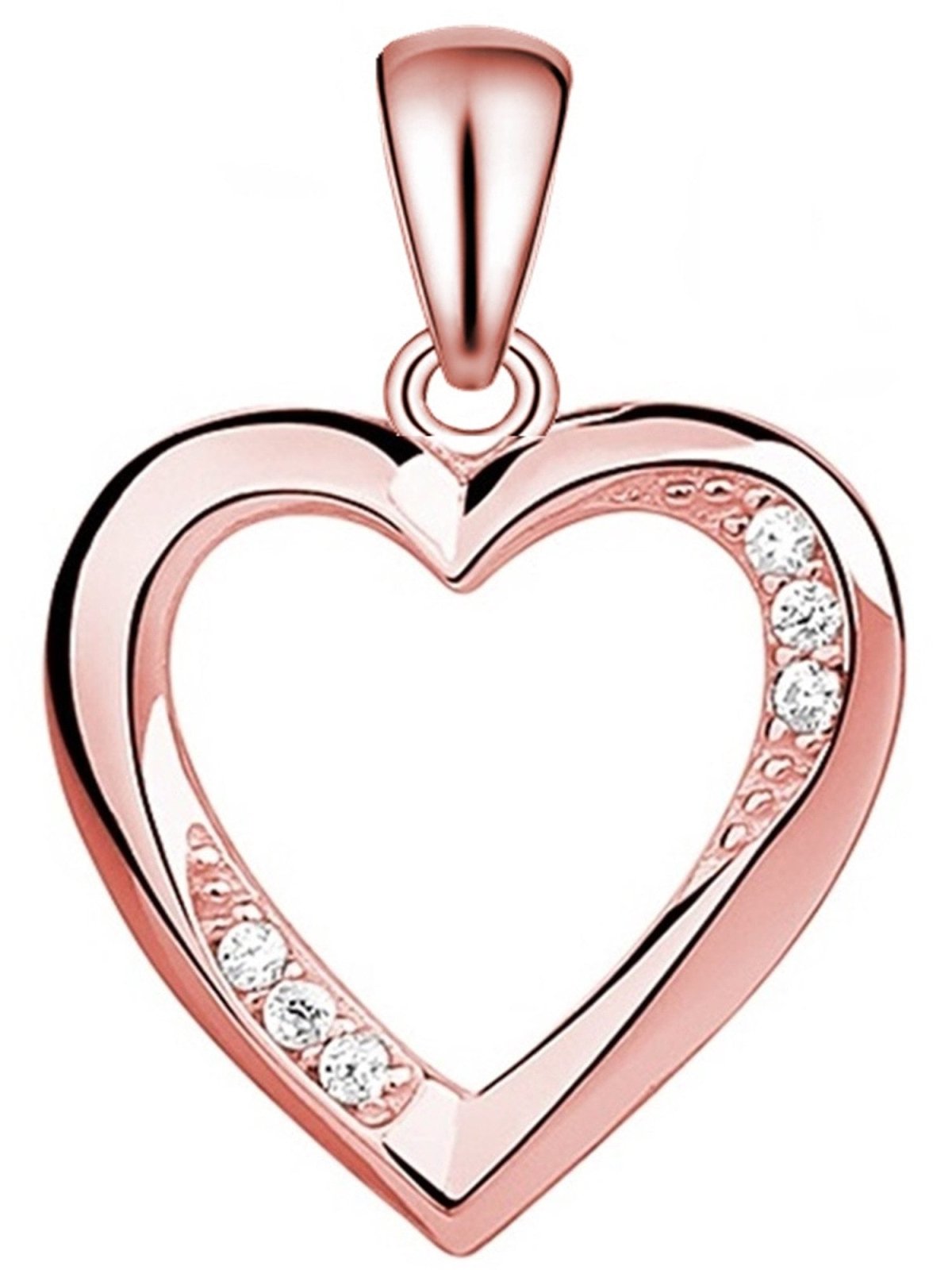 Herz Kettenanhänger aus 925 Silber - Anhänger ohne Kette Geschenk, Rosegold
