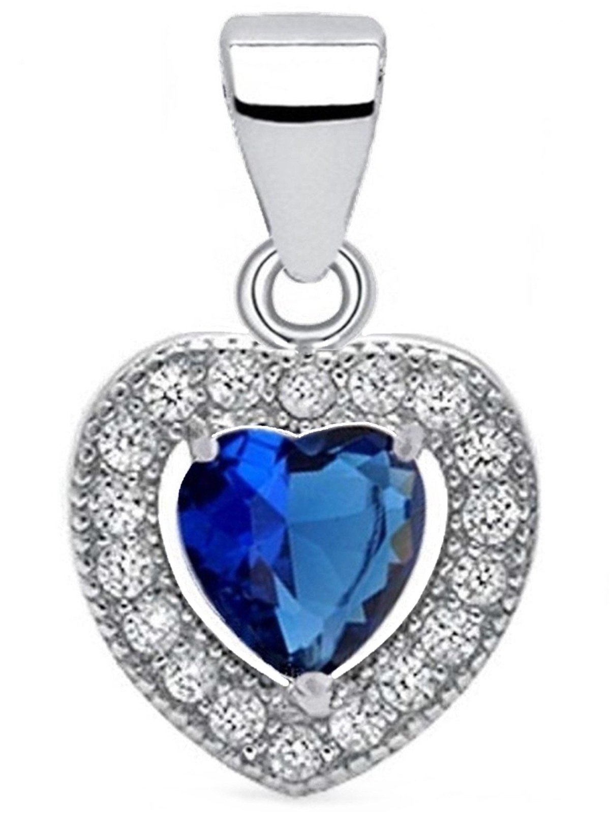 Herz Kettenanhänger aus 925 Silber – blauer Herz Anhänger Bild 1