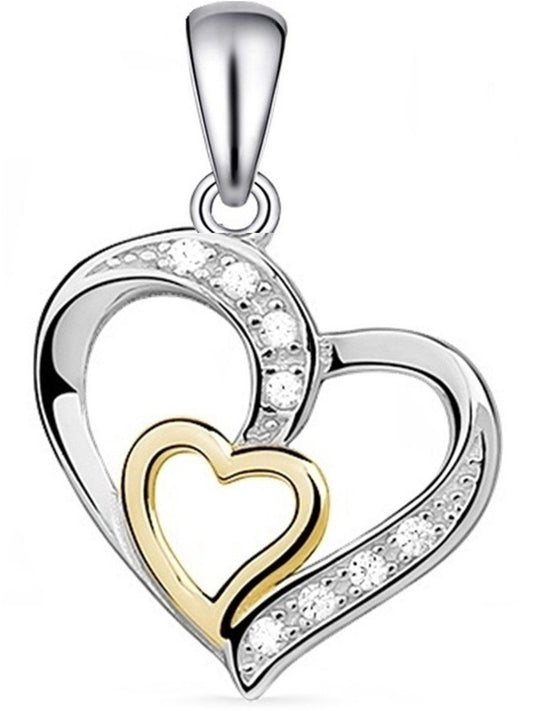 Herz Kettenanhänger zweifarbig – 925 Silber Gold