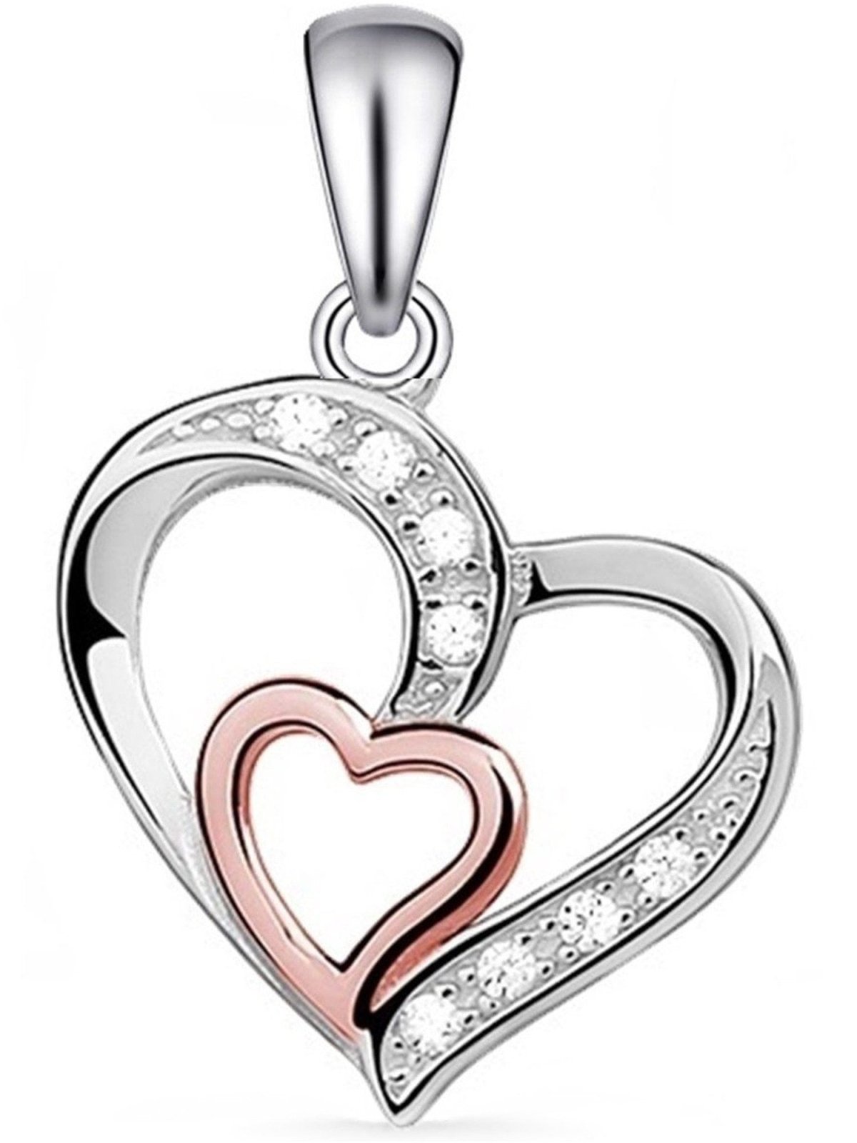 Herz Kettenanhänger zweifarbig – 925 Silber Rosegold