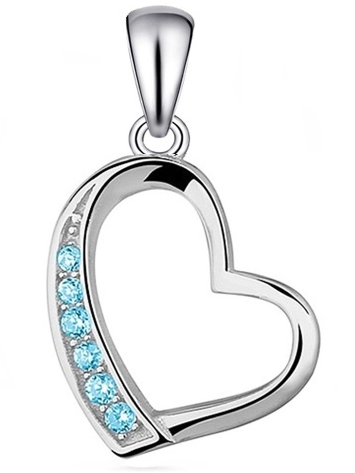 Herz Schmuckanhänger aus echtem 925 Silber mit Zirkonia Blau